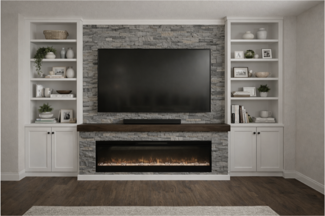Basement entertainment center rendering